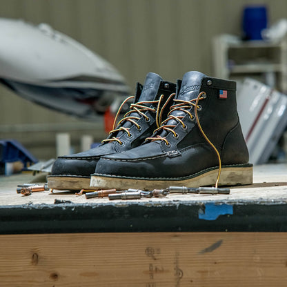 Danner Bull Run Moc Toe 6" Black Steel Toe